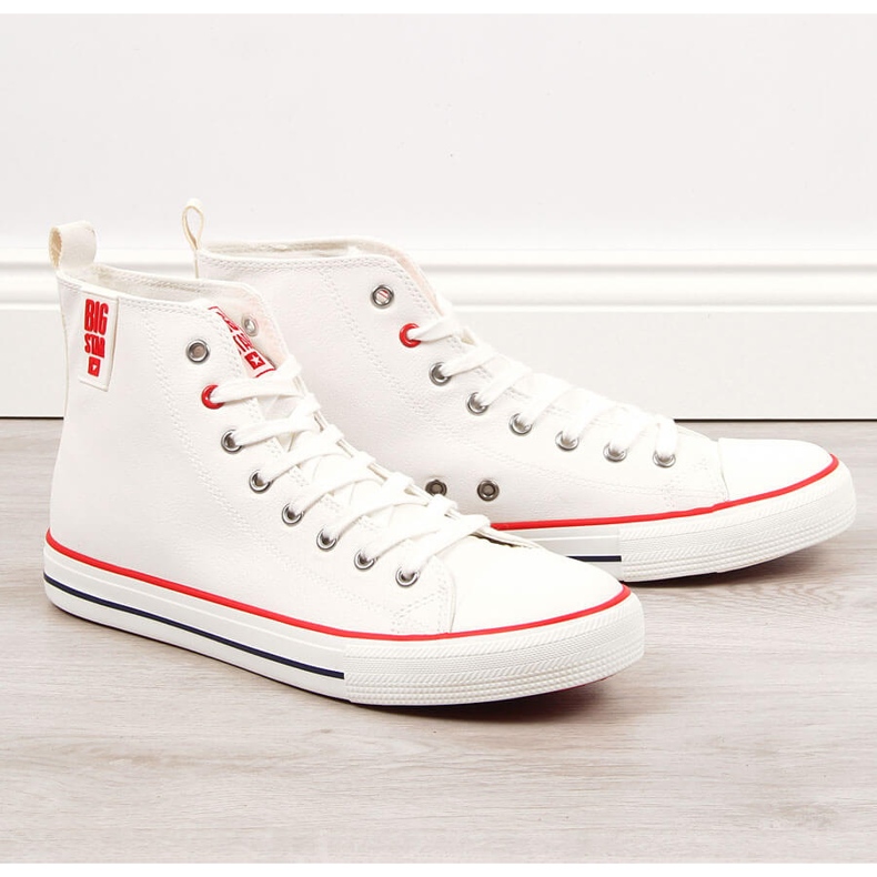 Bílé pánské vysoké tenisky z ekokůže Big Star JJ174071 bílý 1