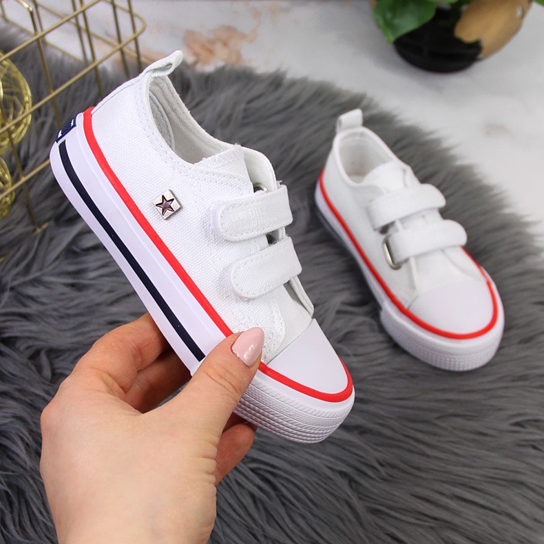 Bílé dětské tenisky na suchý zip Big Star HH374095 bílý 1