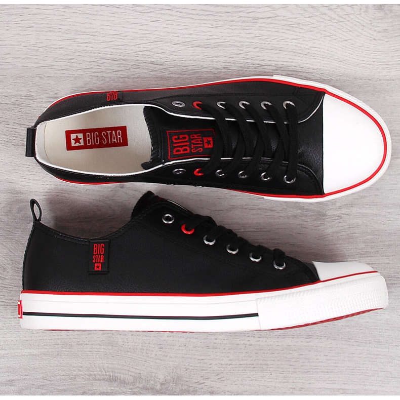 Pánské nízké černé tenisky z ekokůže Big Star JJ174068 černá 2