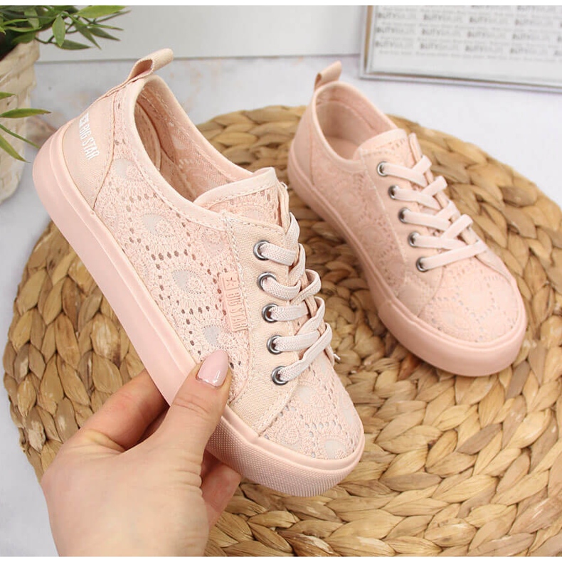 Dívčí tenisky krajkové světle růžové Big Star JJ374006 růžový 1