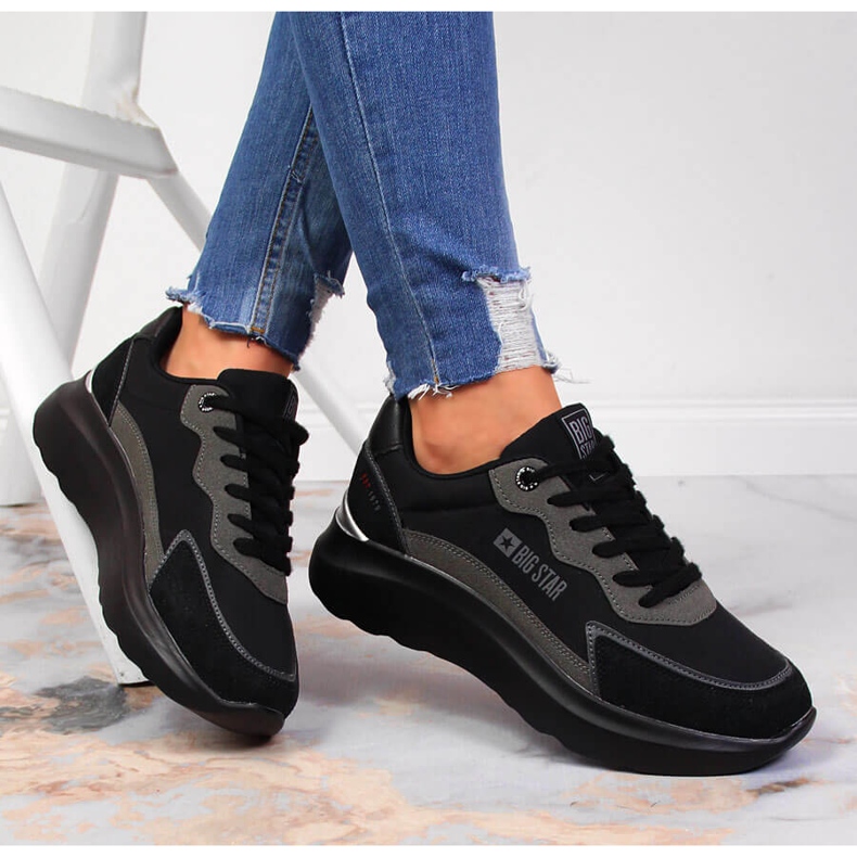 Černé sportovní boty na platformě Big Star JJ274989 černá 1