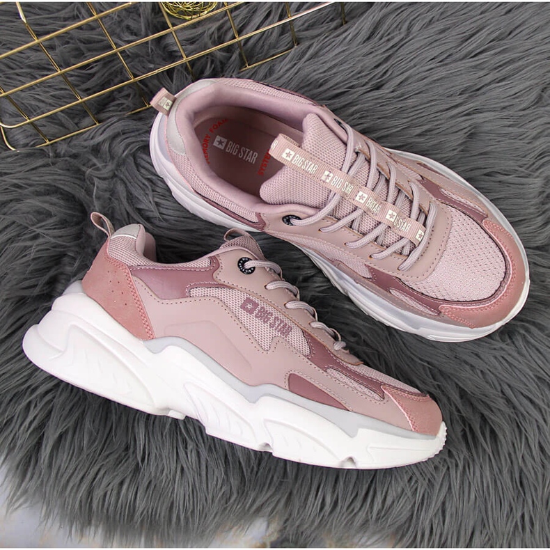 Dámské sportovní boty na růžové platformě Big Star HH274258 růžový 1