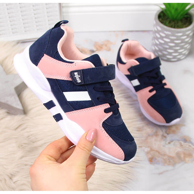 Dívčí sportovní boty Grenade Befado na suchý zip námořnická modrá růžový 1