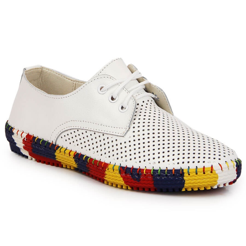 Pohodlné bílé kožené prolamované boty Artiker 1