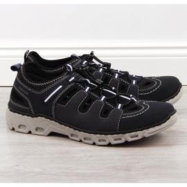 Námořnická modrá kožená obuv pro muže Rieker 14507-14 modrý 1