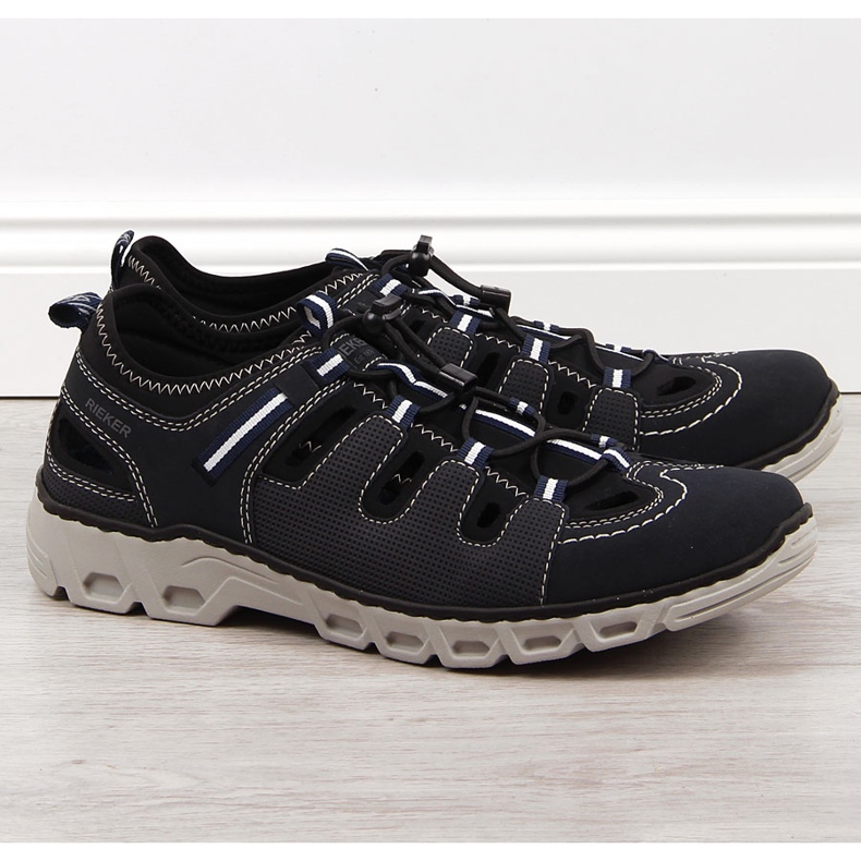 Námořnická modrá kožená obuv pro muže Rieker 14507-14 modrý 1