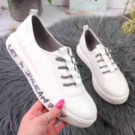 S.Barski Bílé dámské boty na platformě S. Barski bílý 1