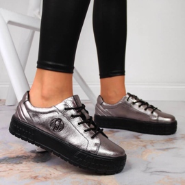 Dámské stříbrné kožené boty Filippo silver stříbrný 2