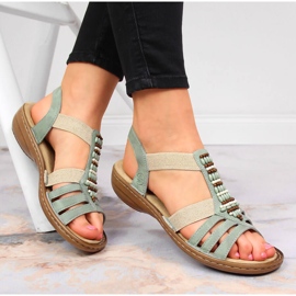 Zelené dámské sandály Rieker 60851-52 s gumičkami zelená 1