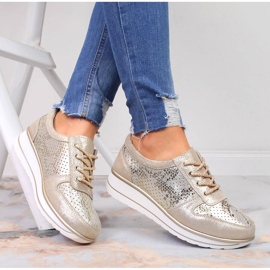 S.Barski Dámské zlaté kožené tenisky S. Barski 1