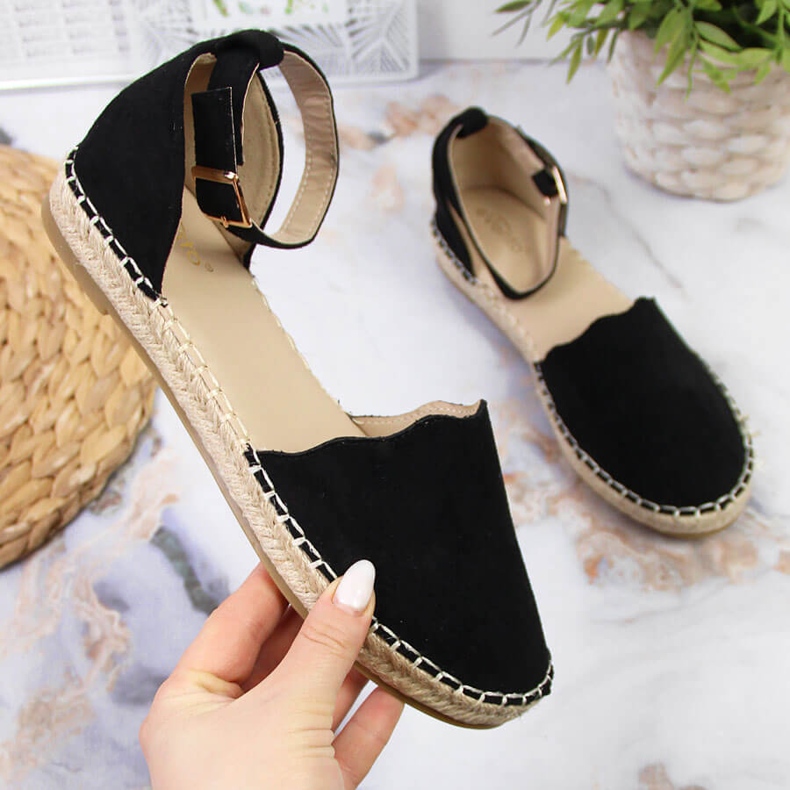 Černé dámské sandály eVento espadrilles černý 2