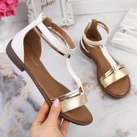 Dámské bílé sandály značky Potocki bílý zlatý 1