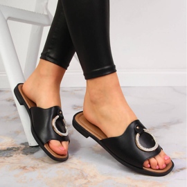 Dámské černé pantofle s ozdobou Potocki černý 1