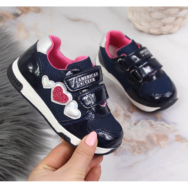 Dívčí sportovní boty v námořnické modré barvě American Club námořnická modrá růžový 1