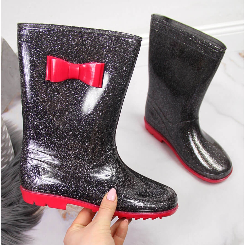 Dívčí galoše z černého brokátu American Club černá 1