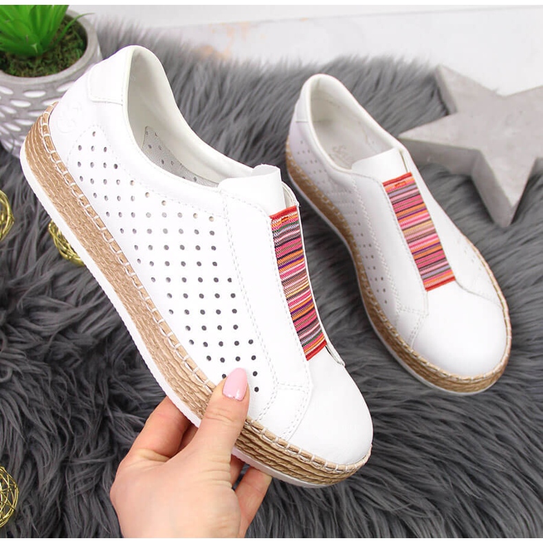 Dámské kožené boty, nazouvací bílé Rieker L7821-80 1