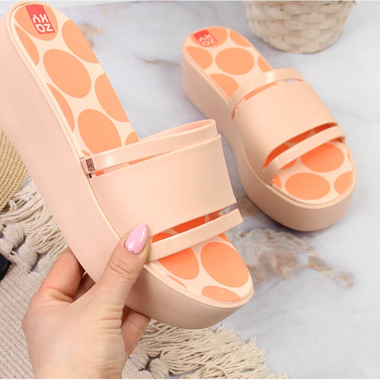 Dámské gumové pantofle na platformě nude Zaxy HH285194 vícebarevný 1