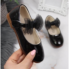 Dívčí baleríny se suchým zipem a mašlí, černá Vinceza černý 1