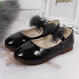 Dívčí baleríny se suchým zipem a mašlí, černá Vinceza černý 2