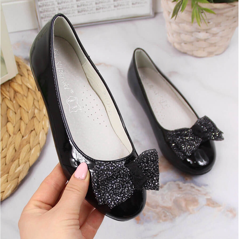 S.Barski Dívčí černé lakované baleríny S. Barski černý 1