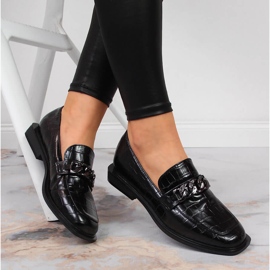 S.Barski Dámské boty s řetízkem croco black S. Barski černá 1