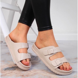 S.Barski Dámské gumové pantofle s přezkami béžové S. Barski béžový 1