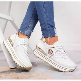 Dámské kožené tenisky na bílé platformě Filippo bílý 1