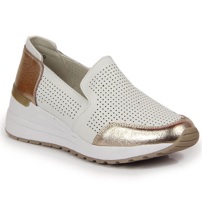 Kožené boty na klínku, bílé Filippo bílý 1