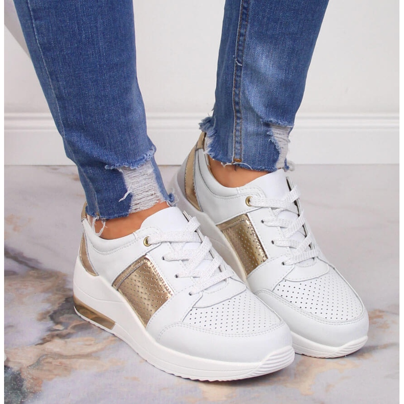 S.Barski Kožené dámské boty na klínku, bílé S. Barski bílý 2