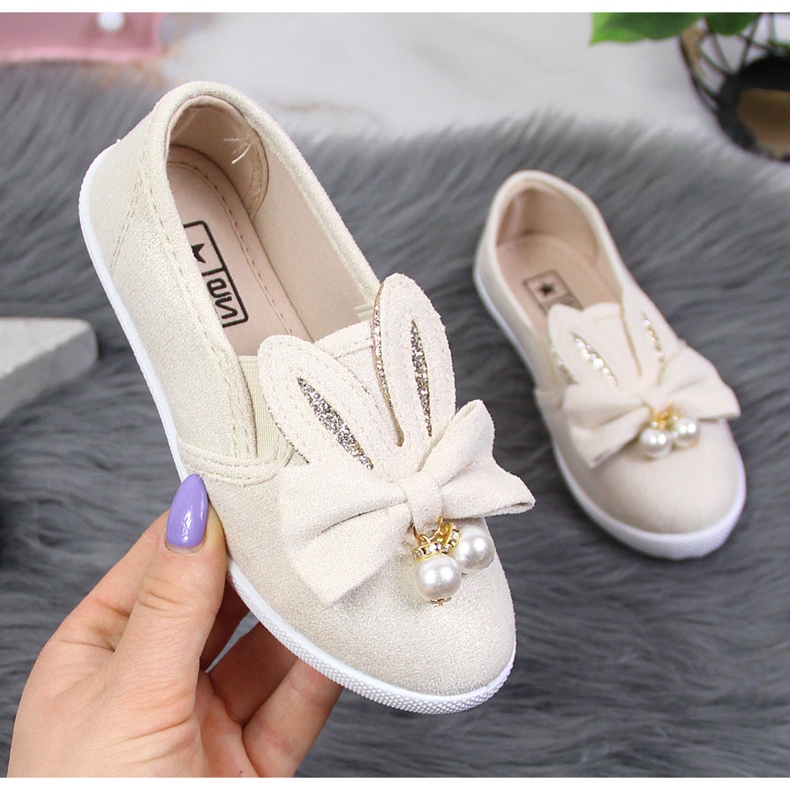 News Dívčí béžové tenisky s ušima NOVINKA béžový 1