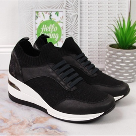 Dámské černé boty na klínku, slip on černý Artiker 2