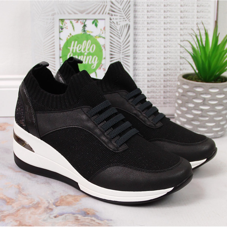 Dámské černé boty na klínku, slip on černý Artiker 2