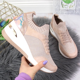 Dámské polobotky na klínovém podpatku slip on pudrově růžové Artiker růžový 1