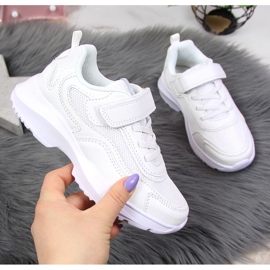 Bílé dětské sportovní boty na suchý zip American Club bílý 1