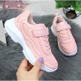 Růžové dívčí sportovní boty American Club se suchým zipem růžový 1