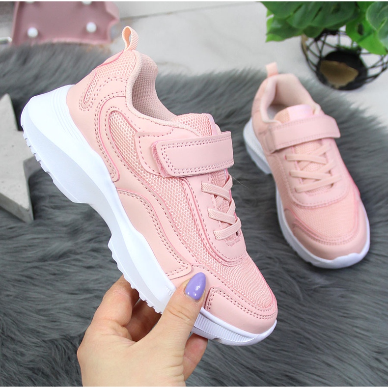 Růžové dívčí sportovní boty American Club se suchým zipem růžový 1