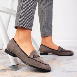 Dámské polobotky mokasíny s šedým zdobením Jezzi šedá 2