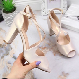 Dámské sandály na perleťově béžovém sloupku Sergio Leone béžový 2