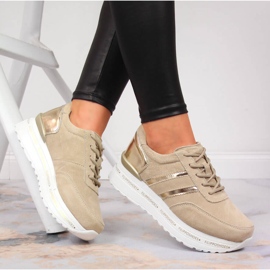 Dámské kožené boty na béžové platformě Filippo béžový 1