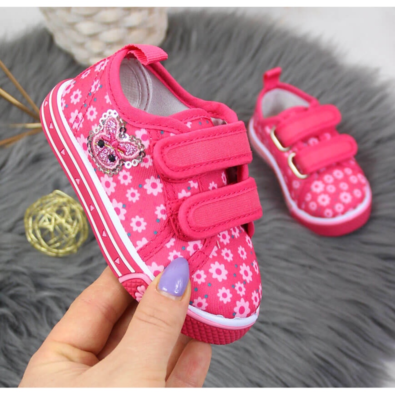 Dívčí Atletico růžové tenisky na suchý zip s květinami růžový 1 Dívčí Atletico růžové tenisky na suchý zip s květinami růžový 1