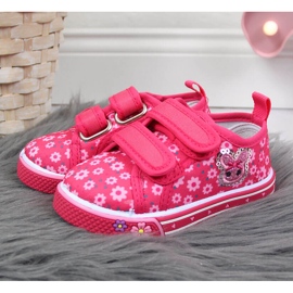 Dívčí Atletico růžové tenisky na suchý zip s květinami růžový 2 Dívčí Atletico růžové tenisky na suchý zip s květinami růžový 2