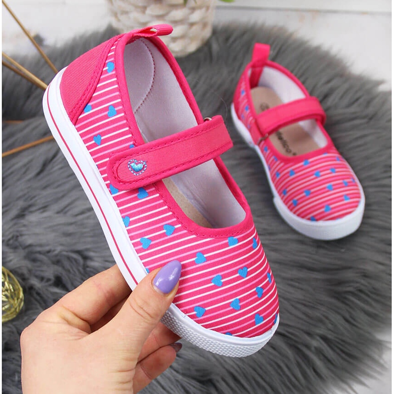 Dívčí balerínky tenisky na suchý zip Atletico růžový 1