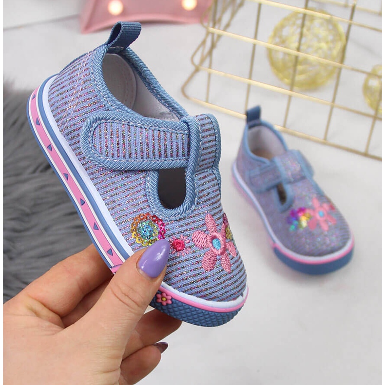 Atletico modré tenisky na suchý zip pro dívky modrý 1