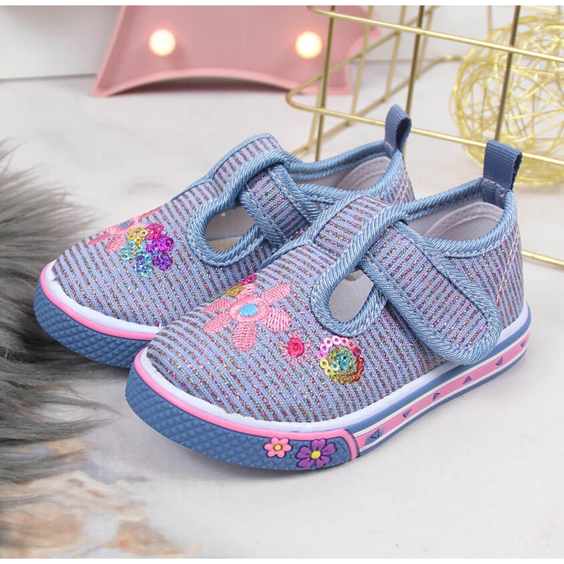 Atletico modré tenisky na suchý zip pro dívky modrý 2