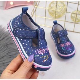 Dívčí tenisky na suchý zip Atletico modré puntíky námořnická modrá modrý 1