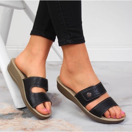 Black Inblu dámské černé pantofle na suchý zip černá 1