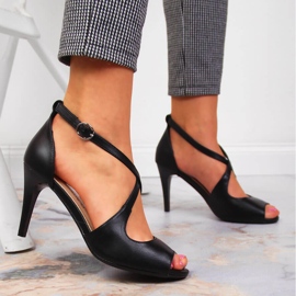 Černé dámské sandály Sergio Leone na vysokém podpatku černá 2