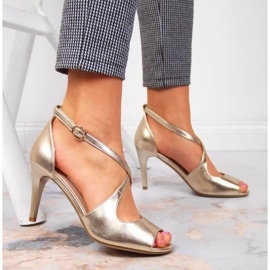 Dámské sandály na zlatém vysokém podpatku Sergio Leone zlatý 2