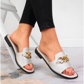 S.Barski Dámské zlaté pantofle s řetízkem, zlaté S. Barski zlatý 1 S.Barski Dámské zlaté pantofle s řetízkem, zlaté S. Barski zlatý 1