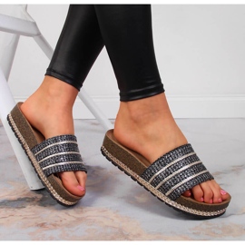 S.Barski Černé dámské černé pantofle na platformě S. Barski černá 1